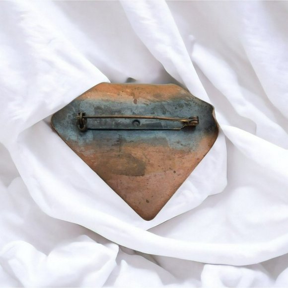 Vintage Comedy Tragedy Copper Brooch - Picture 5 of 6